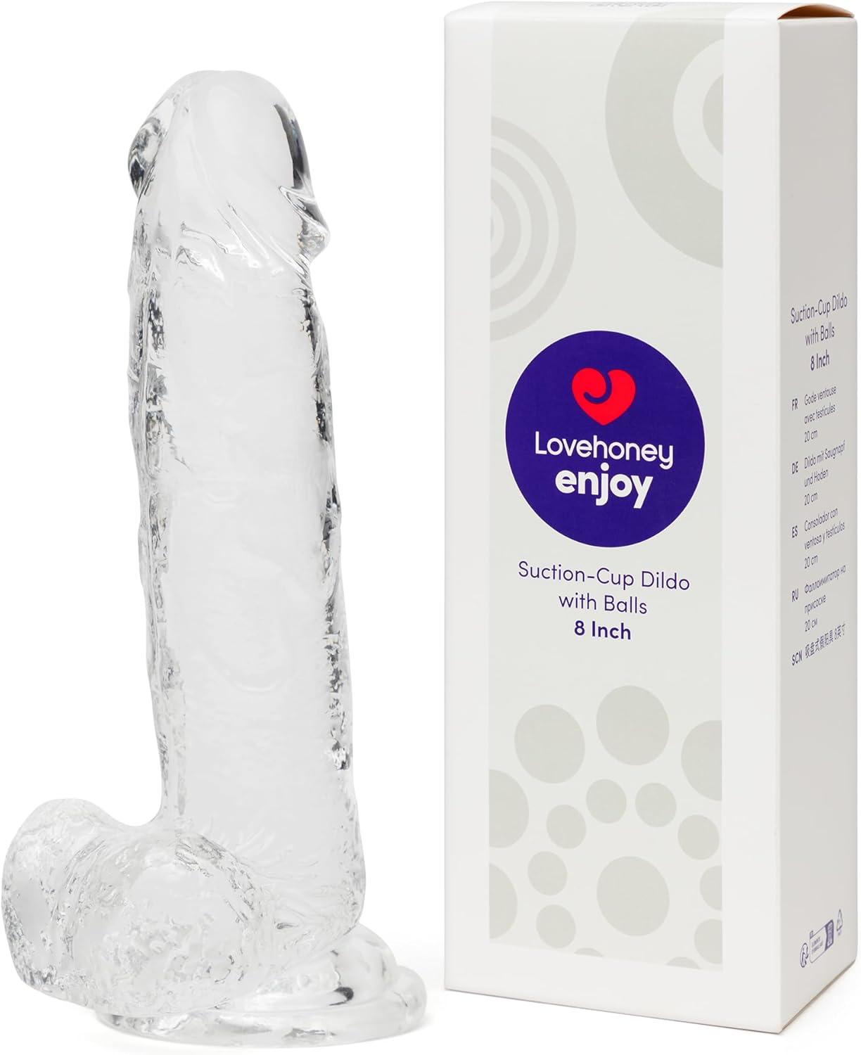 imageLovehoney Realistic Dildo 8 Inch with Suction Cup Firm GSpot and Anal Dildo with Balls Adult Sex Toy for Men Women amp Couples Harness Compatible Strap On Waterproof Clear