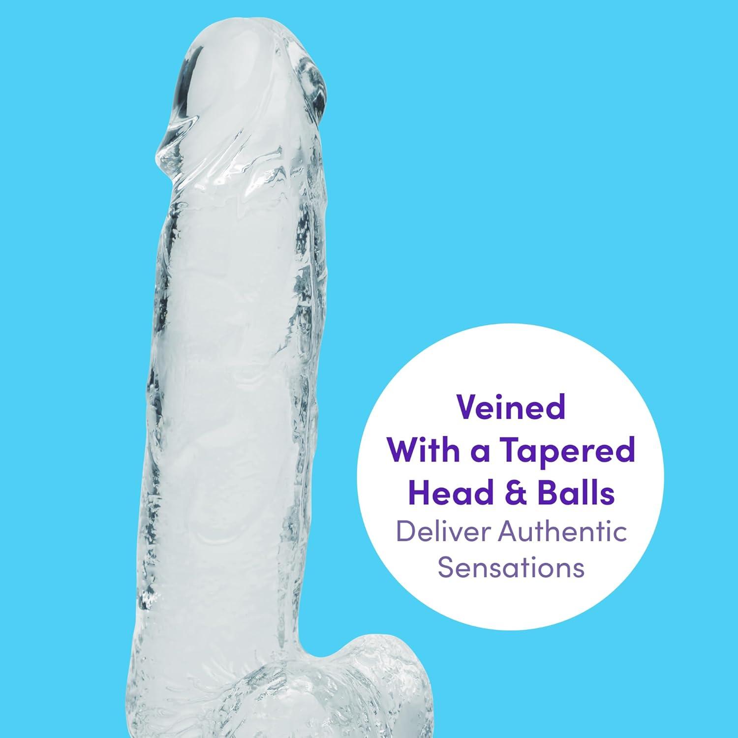 imageLovehoney Realistic Dildo 8 Inch with Suction Cup Firm GSpot and Anal Dildo with Balls Adult Sex Toy for Men Women amp Couples Harness Compatible Strap On Waterproof Clear