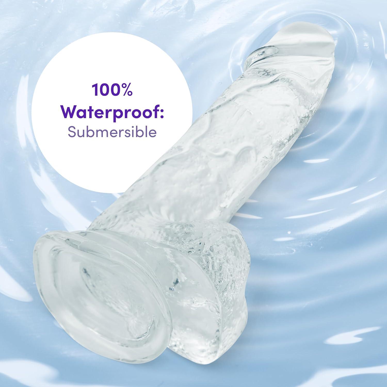 imageLovehoney Realistic Dildo 8 Inch with Suction Cup Firm GSpot and Anal Dildo with Balls Adult Sex Toy for Men Women amp Couples Harness Compatible Strap On Waterproof Clear