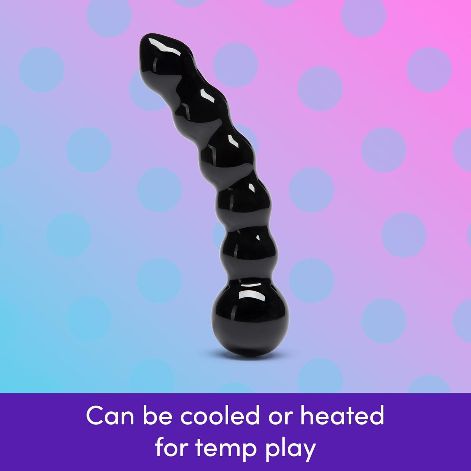 imageLovehoney Sensual Glass Dildo 7 inch Large Beaded Dildo Couples Sex Tool Long Anal Toy for Temperature Play Curved Penis G Spot amp Prostate Massager Adult Sex Toys for Women amp Men ClearBlack Beaded