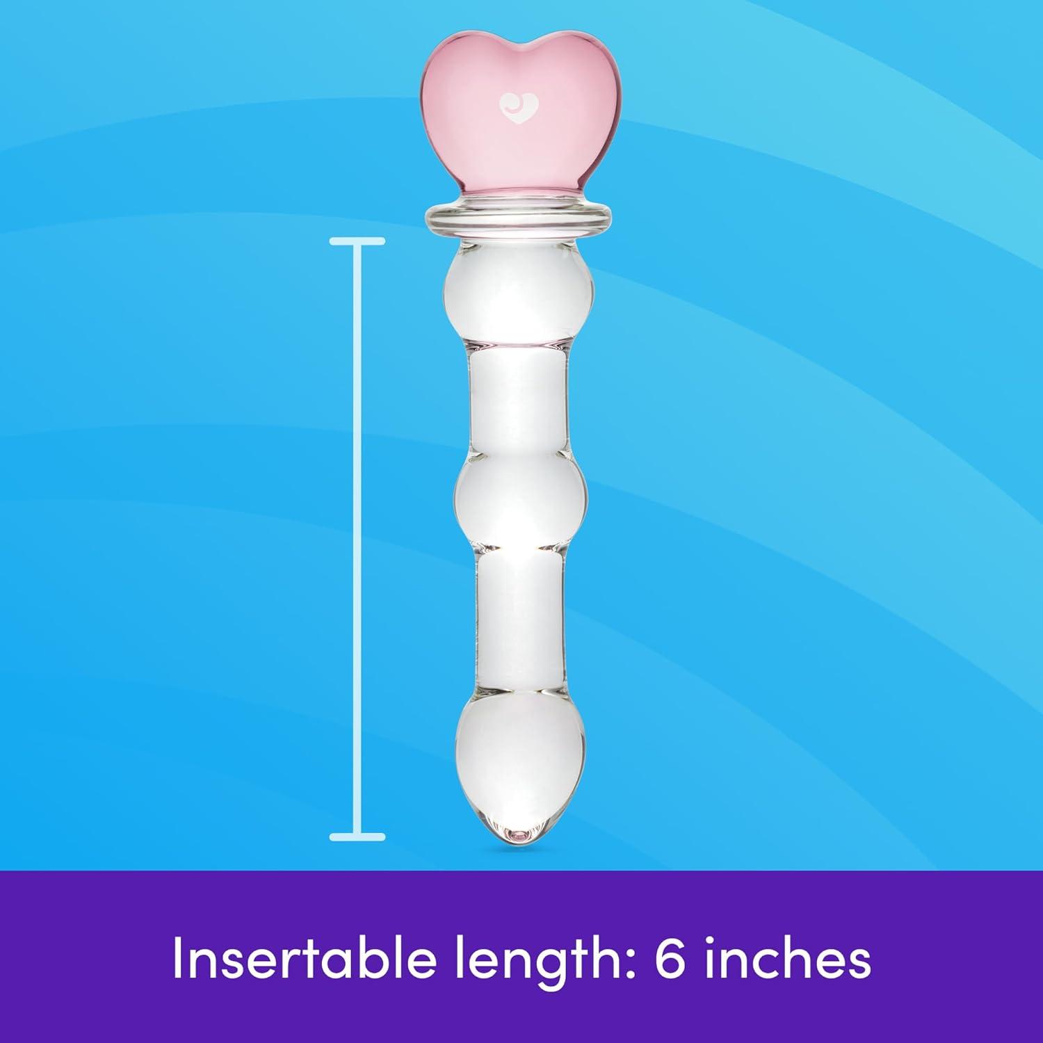 imageLovehoney Sensual Glass Dildo 7 inch Large Beaded Dildo Couples Sex Tool Long Anal Toy for Temperature Play Curved Penis G Spot amp Prostate Massager Adult Sex Toys for Women amp Men ClearWavy Heart