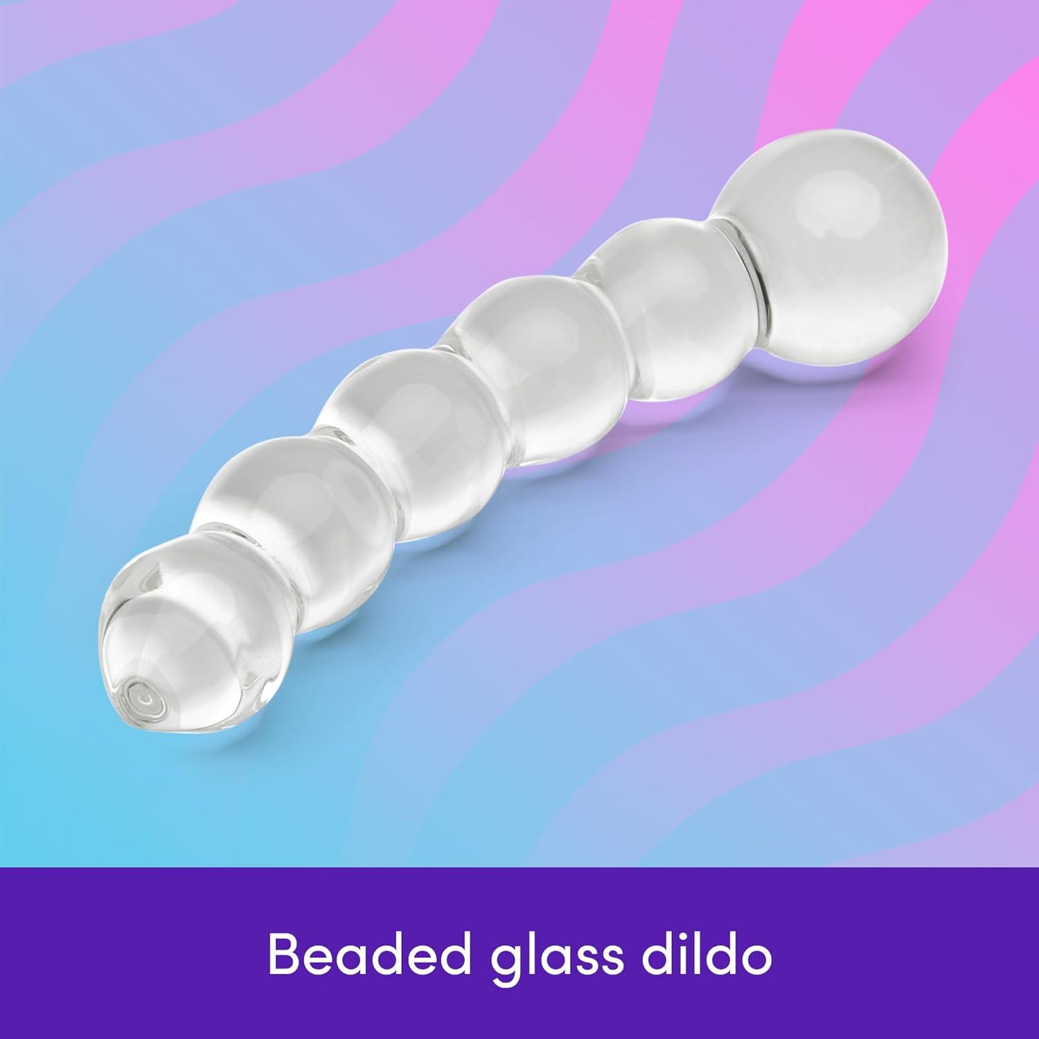 imageLovehoney Sensual Glass Dildo 7 inch Large Beaded Dildo Couples Sex Tool Long Anal Toy for Temperature Play Curved Penis G Spot amp Prostate Massager Adult Sex Toys for Women amp Men ClearBeaded