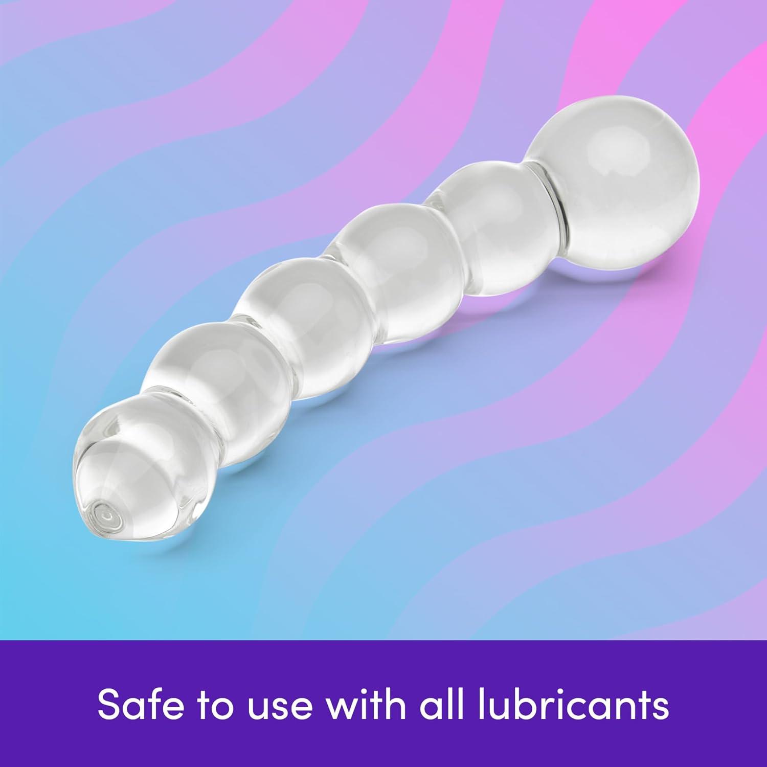 imageLovehoney Sensual Glass Dildo 7 inch Large Beaded Dildo Couples Sex Tool Long Anal Toy for Temperature Play Curved Penis G Spot amp Prostate Massager Adult Sex Toys for Women amp Men ClearBeaded