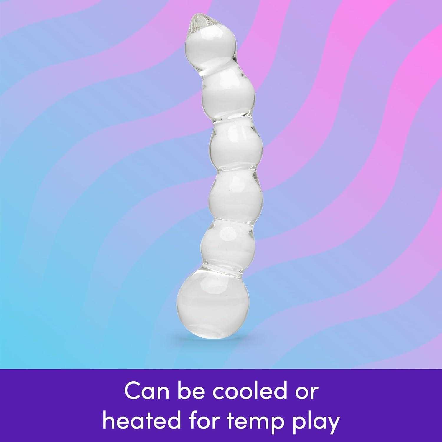 imageLovehoney Sensual Glass Dildo 7 inch Large Beaded Dildo Couples Sex Tool Long Anal Toy for Temperature Play Curved Penis G Spot amp Prostate Massager Adult Sex Toys for Women amp Men ClearBeaded