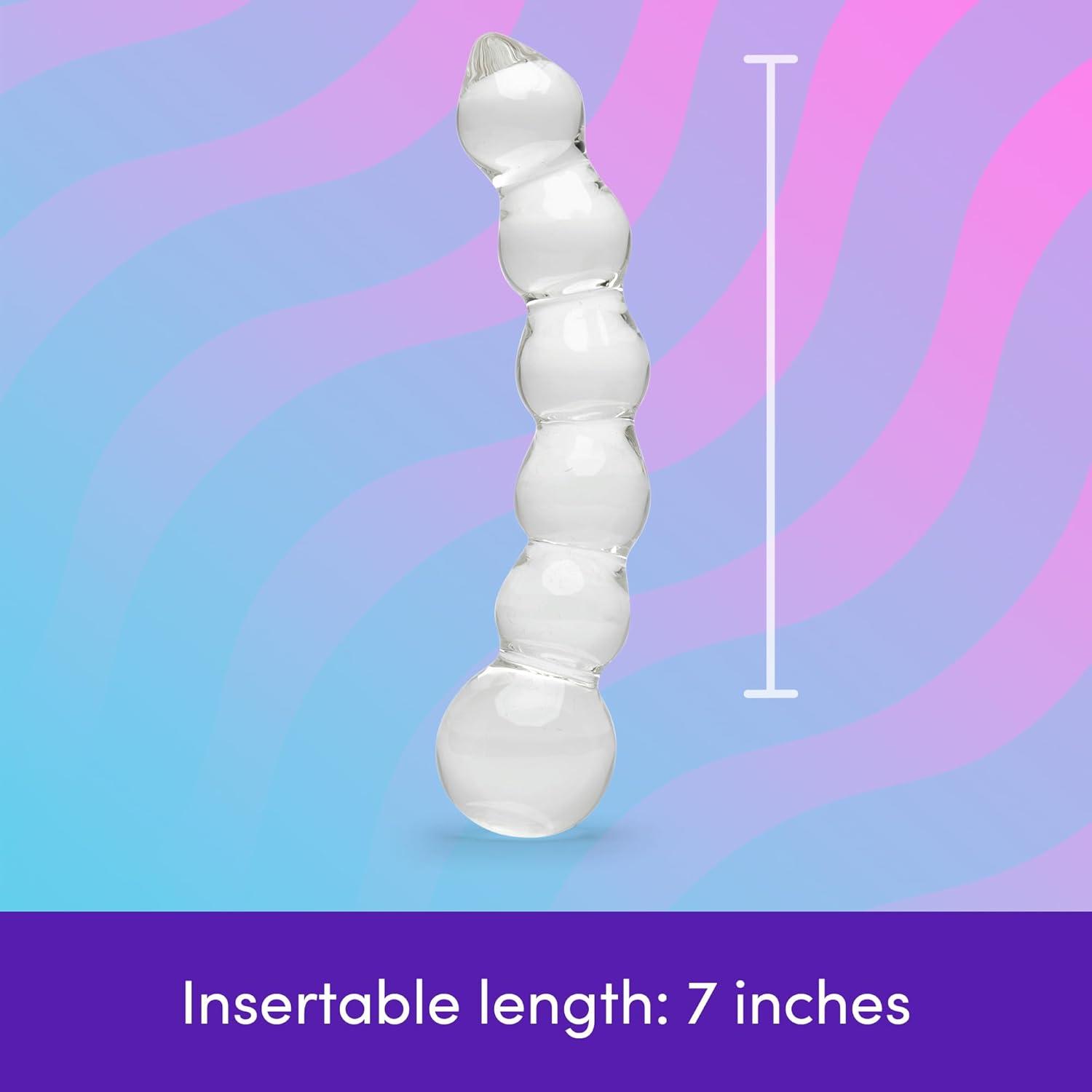 imageLovehoney Sensual Glass Dildo 7 inch Large Beaded Dildo Couples Sex Tool Long Anal Toy for Temperature Play Curved Penis G Spot amp Prostate Massager Adult Sex Toys for Women amp Men ClearBeaded