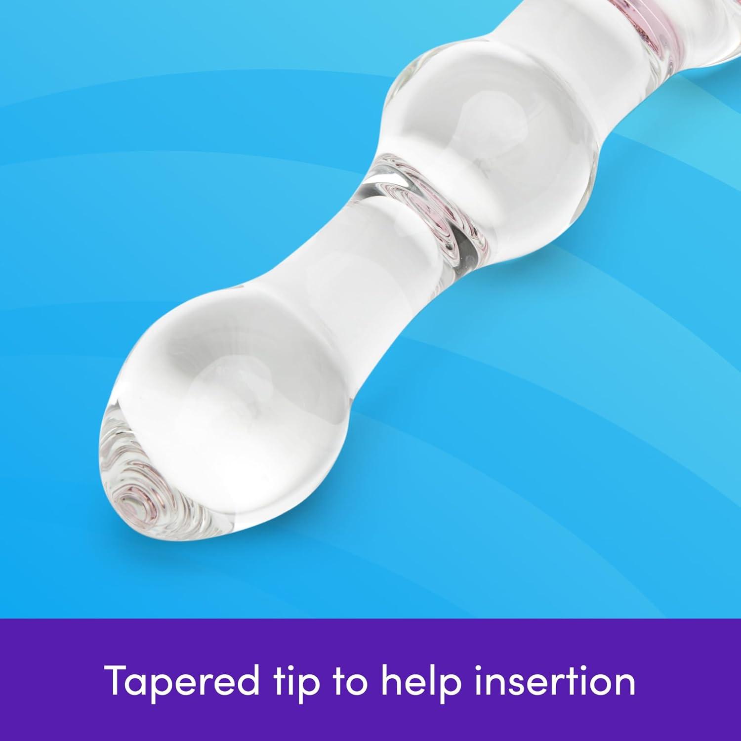 imageLovehoney Sensual Glass Dildo 7 inch Large Beaded Dildo Couples Sex Tool Long Anal Toy for Temperature Play Curved Penis G Spot amp Prostate Massager Adult Sex Toys for Women amp Men ClearWavy Heart