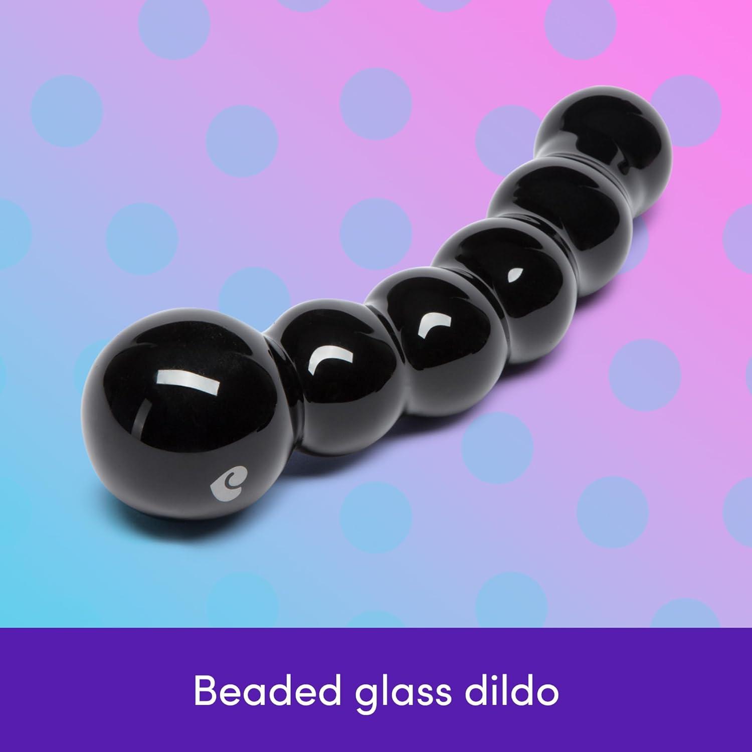 imageLovehoney Sensual Glass Dildo 7 inch Large Beaded Dildo Couples Sex Tool Long Anal Toy for Temperature Play Curved Penis G Spot amp Prostate Massager Adult Sex Toys for Women amp Men ClearBlack Beaded