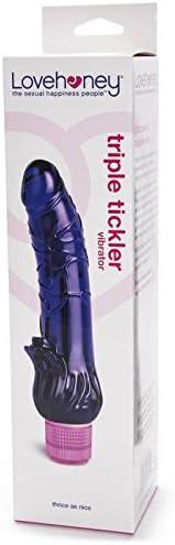 imageLovehoney Triple Tickler Vibrating Dildo 9 Inch Realistic Dildo GSpot Vibrator for Women and Clitoral Stimulator Twist Base Multispeed Vibrator Adult Sex Toy Waterproof PurplePurple