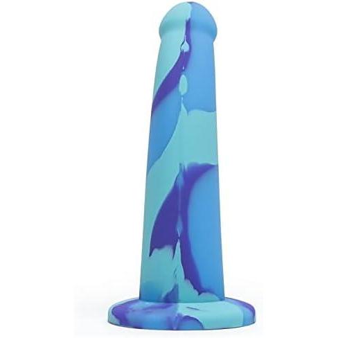 imageLovehoney Air and Water Curved Dildo 7 Inch Suction Cup Dildo for Women Multicoloured Smooth Silicone Harness Compatible Strap On Adult Sex Toy Waterproof BlueBlue