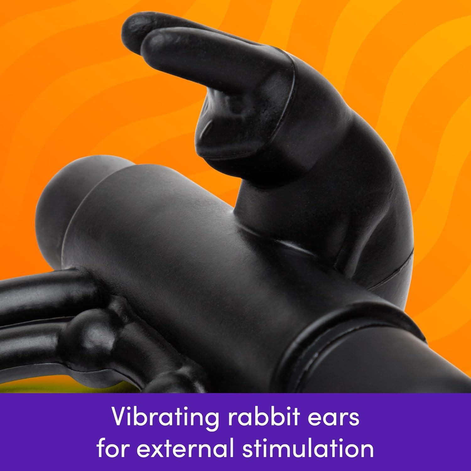 imageLovehoney Bionic Bullet Rabbit Vibrating Cock Ring Stretchy Silicone Double Penis Ring 5 Function Removable Bullet Vibrator Waterproof BlueBlack