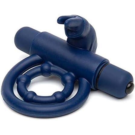 imageLovehoney Bionic Bullet Rabbit Vibrating Cock Ring Stretchy Silicone Double Penis Ring 5 Function Removable Bullet Vibrator Waterproof BlueBlue