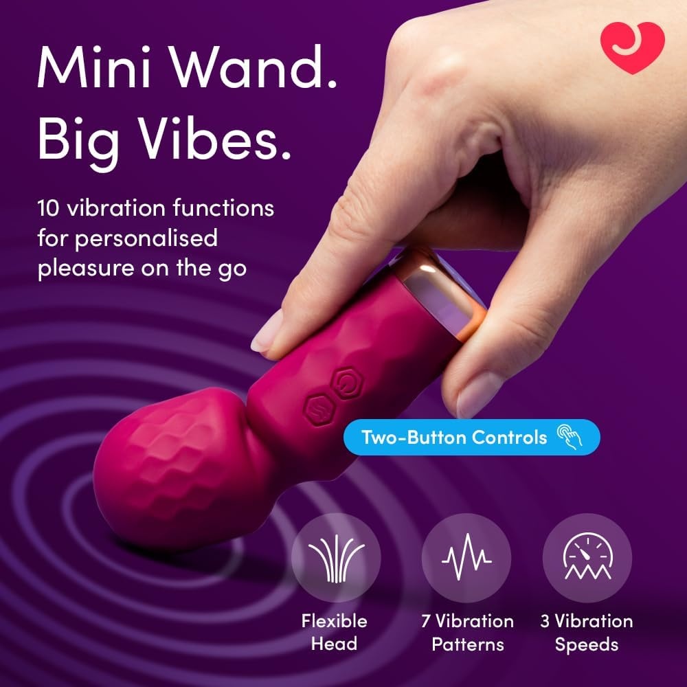 imageLovehoney Mini Wand Vibrator for Women Vibrating Wand Personal Massager Womens Sex Toy Compact 10 Mode Silicone Clitoral Stimulator Adult Toys Discreet Pocket Size Rechargeable Body Massager
