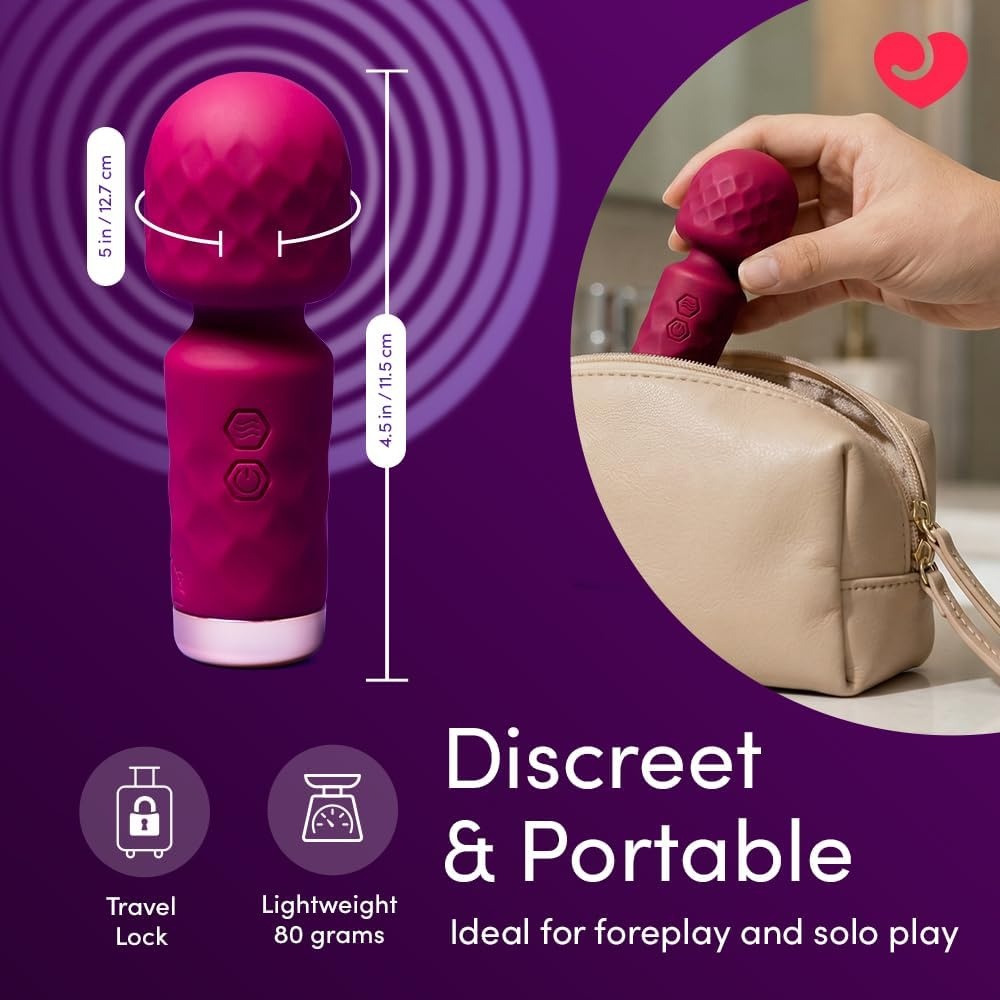 imageLovehoney Mini Wand Vibrator for Women Vibrating Wand Personal Massager Womens Sex Toy Compact 10 Mode Silicone Clitoral Stimulator Adult Toys Discreet Pocket Size Rechargeable Body Massager