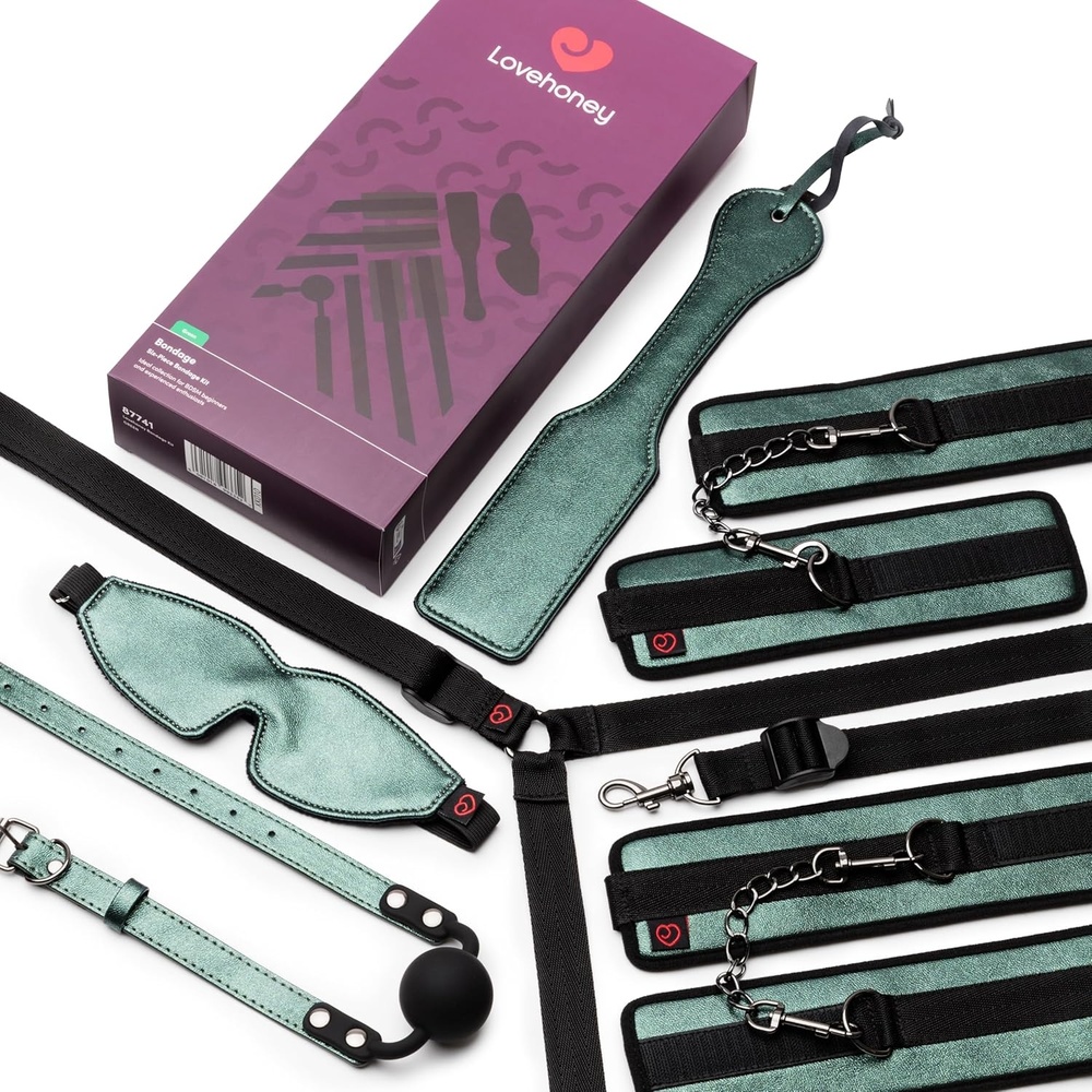 imageLovehoney Bondage Boutique BDSM Kit 6 Piece Sex Toys for Couples Bed Restraint Set with Cuffs Blindfold Paddle amp Ball Gag Adult Toys Sex Restraint Bondage Kit