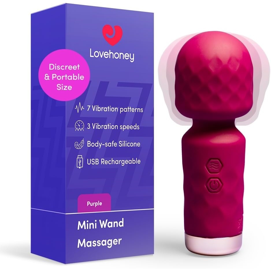 imageLovehoney Mini Wand Vibrator for Women  Vibrating Wand Personal Massager Womens Sex Toy  Compact 10 Mode Silicone Clitoral Stimulator Adult Toys  Discreet Pocket Size Rechargeable Body Massager